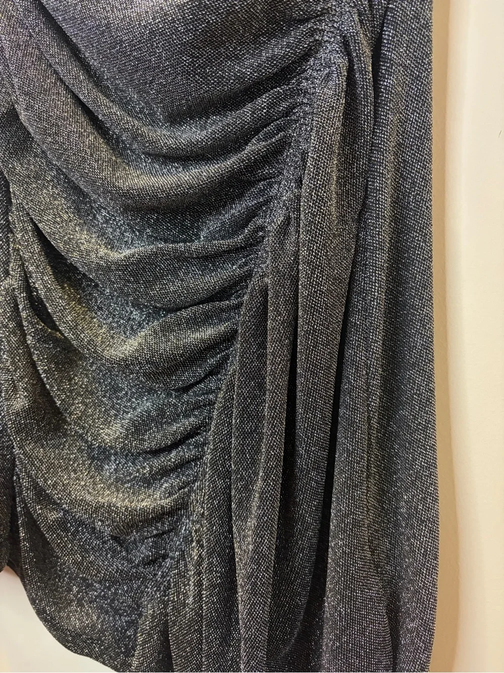 Free People One-Shoulder Shimmer Mini Dress - Metallic Charcoal Medium